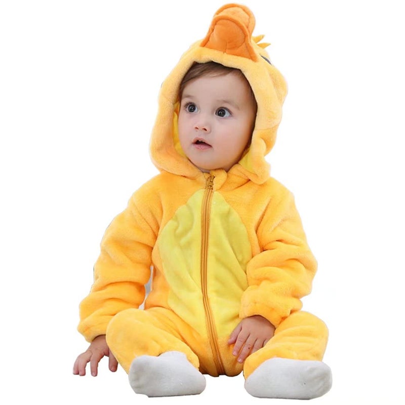OLLULL Baby Duck Costumes Unisex Toddler Outfit Halloween Dress Up Romper 6-12 Months - Image 1